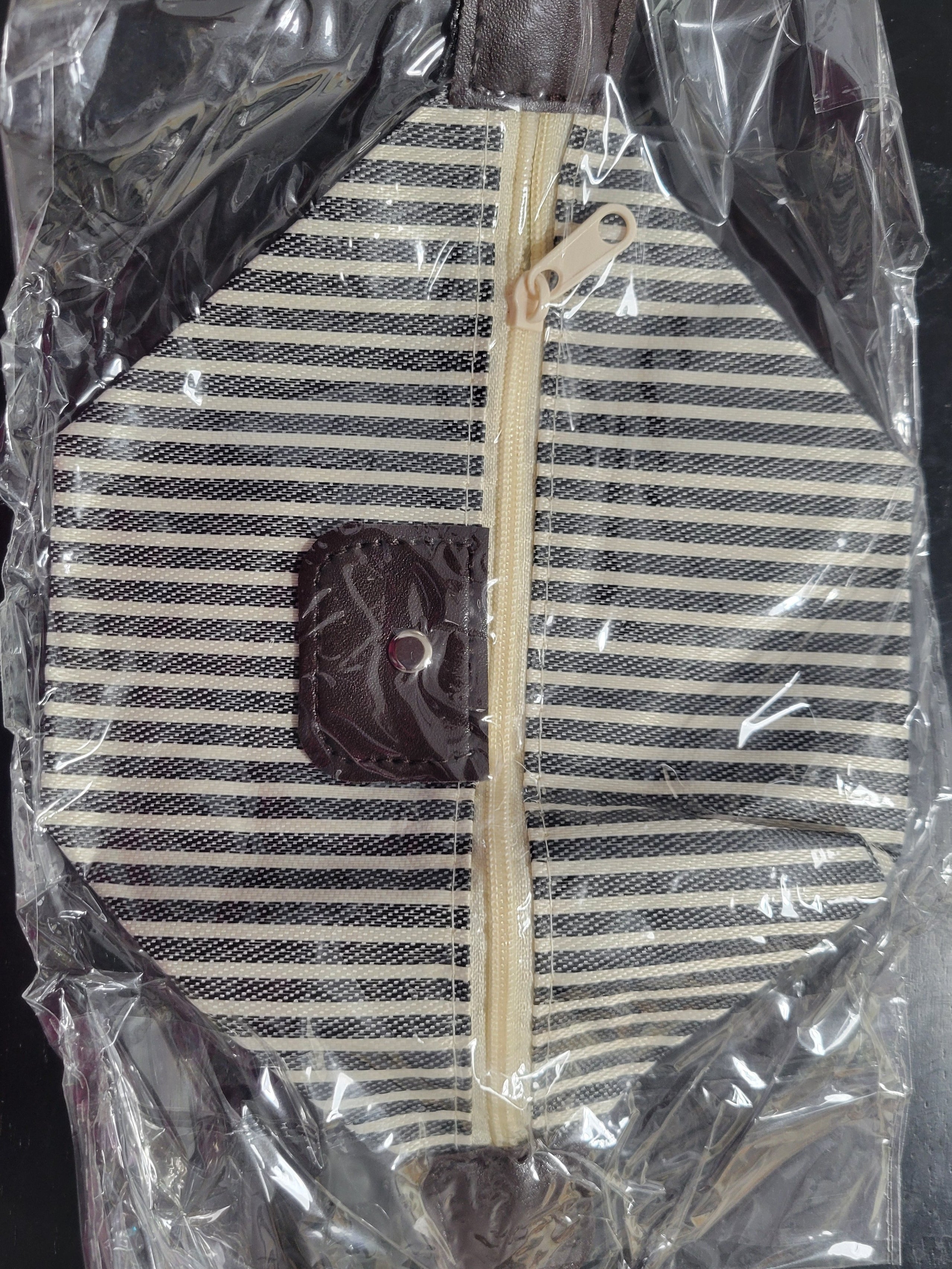 Stripped Black Waterproof Makeup Bag